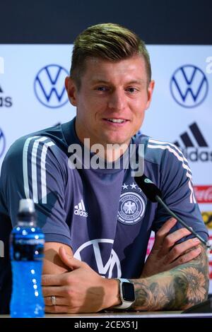 Stuttgart, Deutschland. September 2020. Fußball: Nationalmannschaft, Deutschland, Pressekonferenz. Mittelfeldspieler Toni Kroos spricht auf der DFB-Pressekonferenz, die digital stattfand. Er beantwortete am Donnerstag Fragen zum Eröffnungsspiel der Nationalliga gegen Spanien. Quelle: Markus Gilliar/GES-Sportfoto/Pool/dpa/Alamy Live News Stockfoto