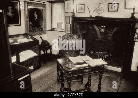 Interieur von Miltons Hütte. Chalfont St Giles. Buckinghamshire. England. UK Stockfoto