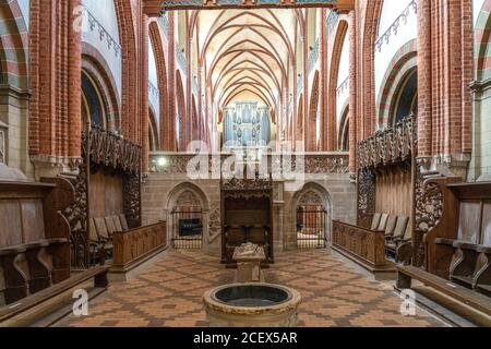 Chor und Kirchenorgel des Havelberger Dom Sankt Marien, Havelberg, Sachsen-Anhalt, Deutschland - Havelberger Dom Marienchor und Orgel, hav Stockfoto