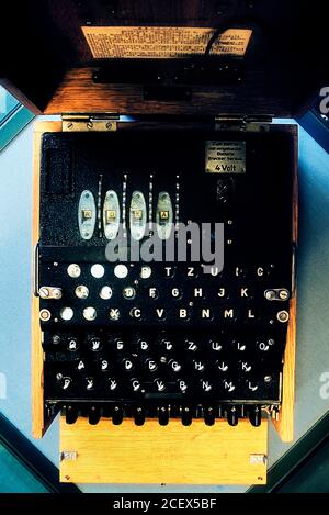 Die Nazi-deutsche Enigma M4-Chiffriermaschine, die während des Zweiten Weltkriegs verwendet wurde Bletchley Park, Buckinghamshire. VEREINIGTES KÖNIGREICH Stockfoto