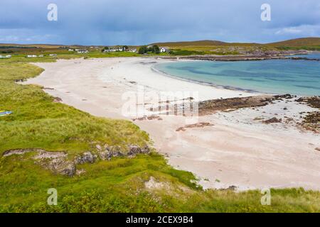 Luftaufnahme von Mellon Udrigle Strand in Ross-Shire in Scottish Highlands, UK Stockfoto