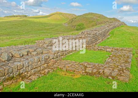 Hadrian's Wall bei Haltwhistle, Northumberland, England. Stockfoto