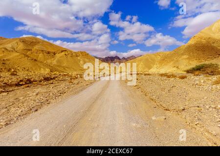 Blick auf Nahal Amram (Wüstental) und die Wüstenlandschaft Arava, Südisraelisch Stockfoto