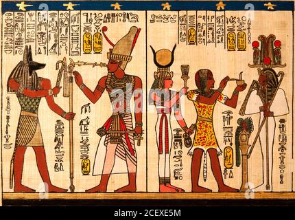 Ägyptischer Papyrus mit antiken Hieroglyphen Stockfoto