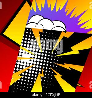 Comic-Design farbig versus Hintergrund. Cartoon-Illustration des Hintergrunds in die Hälfte geschnitten. Vektorcomics. Stock Vektor