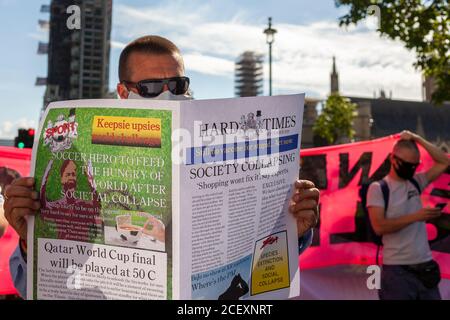 London, Großbritannien. September 2020. Extinction Rebellion Demonstranten versammeln sich vor den Häusern des parlaments für einen zweiten Tag. Frustriert mit der Regierung Stockfoto