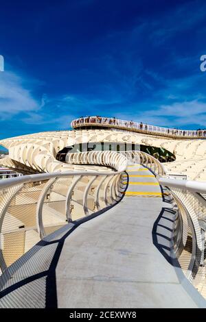 Aussichtsplattform am Metropol Parasol, größte Holzkonstruktion der Welt von Architekt Jürgen Mayer, Plaza de la Encarnación, Sevilla, Spanien Stockfoto