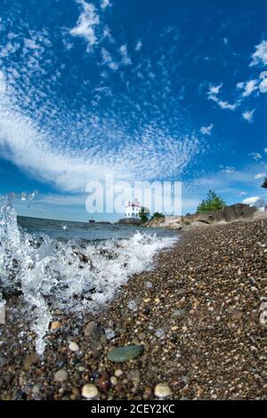 Headlands State Park Lighthouse am Lake Erie Ohio Stockfoto