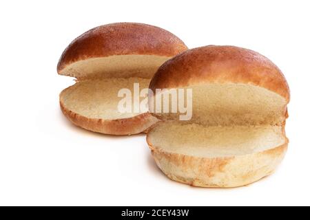 Einfache Burger Brötchen isoliert auf weiß Stockfoto