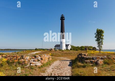 Der hohe Leuchtturm Sorve ist der bekannteste Anblick auf Saaremaa Insel in Estland Stockfoto