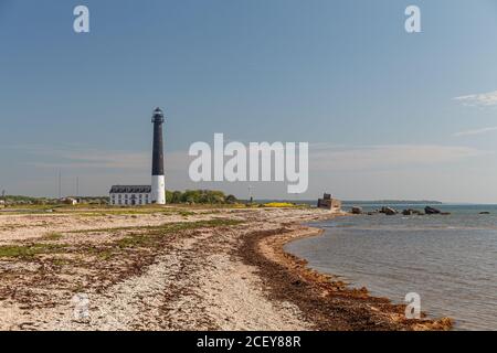 Der hohe Leuchtturm Sorve ist der bekannteste Anblick auf Saaremaa Insel in Estland Stockfoto