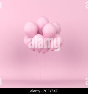 Bunte Ballons schweben. 3D-Abbildung. Minimales Konzept Stockfoto