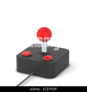 Retro-Joystick für Spiele. 3d-Illustration isoliert auf weißem Hintergrund Stockfoto