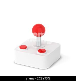 Retro-Joystick für Spiele. 3d-Illustration isoliert auf weißem Hintergrund Stockfoto