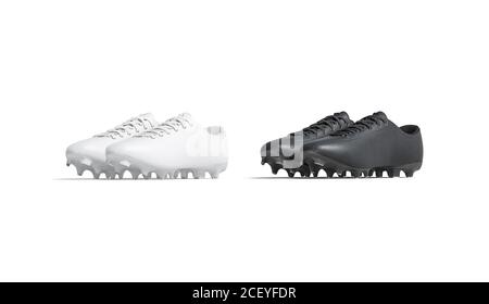 Blank schwarz und weiß Fußballschuhe Paar Mockup Set, isoliert Stockfoto