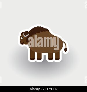 Happy Bison - lustige Cartoon Tier. Kindercharakter. Einfache Vektordarstellung mit abfallengelassenen Schatten. Stock Vektor