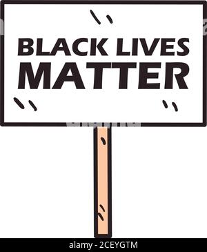 Black Leben Materie Banner Board Linie und füllen Stil Symbol Design von Protest Gerechtigkeit und Rassismus Thema Vektor Illustration Stock Vektor