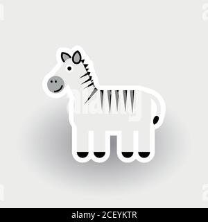 Happy Zebra - lustige Cartoon Tier. Kindercharakter. Einfache Vektordarstellung mit abfallengelassenen Schatten. Stock Vektor