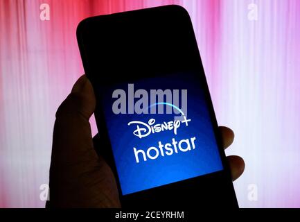 Indien. September 2020. In dieser Fotolillustration ein Disney Hotstar Firmenlogo auf einem Smartphone gesehen. Quelle: Avishek das/SOPA Images/ZUMA Wire/Alamy Live News Stockfoto