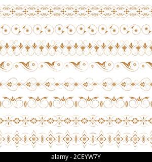 Ein Vektor der Kunst Teiler in Ost Stil. Grenzen für den Text, Einladungskarten, verschiedenen Drucken Editionen. Golden nahtlose Elemente des Designs. Stock Vektor