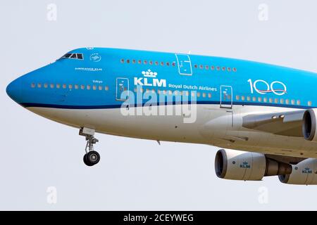 AMSTERDAM, NLD. 12. AUGUST 2020 EINE KLM Boeing 747 im Amsterdam Airport Schiphol (Quelle: Robert Smith, MI News) Stockfoto