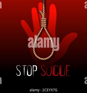 Stoppt den Selbstmord. Vorsicht vor Selbstzerstörung. Kampf gegen eine Krankheit, Depression.Banner. Vektorgrafik. Stock Vektor