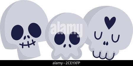 Happy halloween, lustige Totenköpfe Sammlung, Trick or Treat Feier Vektor Illustration Stock Vektor