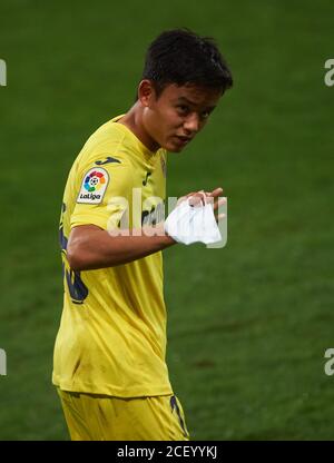 Takefusa Kubo von Villarreal während der spanischen freundlichen Mach zwischen Villarreal und Real Sociedad in Ciudad Deportiva von Miralcamp, am 2. September 20 Stockfoto