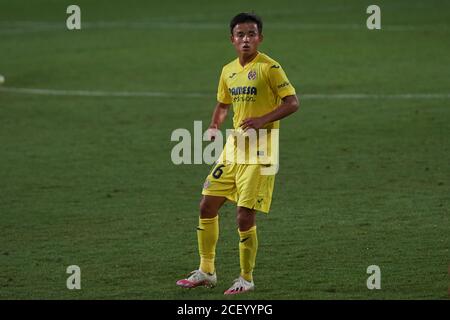 Takefusa Kubo von Villarreal während der spanischen freundlichen Mach zwischen Villarreal und Real Sociedad in Ciudad Deportiva von Miralcamp, am 2. September 20 Stockfoto