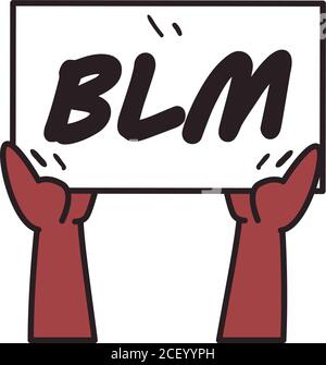 Hände halten schwarze Leben Materie auf Banner-Board Linie und Fill Stil Icon Design von Protest Gerechtigkeit und Rassismus Thema Vektorgrafik Stock Vektor