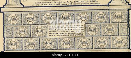 . Spalding offizielle Collegiate Basketball Guide. MILWAUKEE, WIS. 379 East Water StreetMINNEAPOLIS. MINN. 44 Seventh Street, SouthST. PAUL, MINN. 386 Minnesota Street MANCHESTER, eng.4, Oxford St. und 1, Lower Mosley St.BIRMINGHAM. ENG. 57, New StreetEdinburgh, SCOT. 3 South Charlotte St, GLASGOW, SCOTLAND68 Buchanan Street ATLANTA, GA. 74 N. Broad StreetNew ORLEANS, LA. 140 Carondelet StreetDALLAS, TEX. 1503 Commerce Street MONTREAL, P. Q. 443 St. James Street TORONTO, ONT. 189 Yonge Street SYDNEY. AUSTRALIEN 228 Clarence Street Communica.Ions gerichtet an A. G. SPALDING & BROS.,der oben genannten Adr. Stockfoto