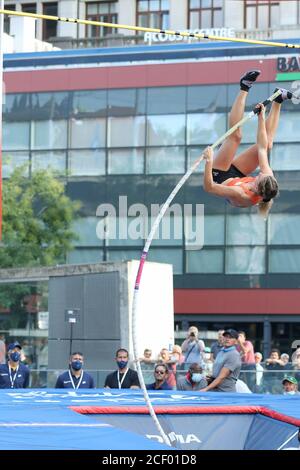 Lausanne, Schweiz. September 2020. LAUSANNE, SCHWEIZ - SEP 02: Andrina HODEL aus der Schweiz im Pole Vault Athletissima Lausanne City Event Zählen für die Diamond League 2020 am Place de l'Europe in Lausanne Credit: Mickael Chavet/Alamy Live News Stockfoto