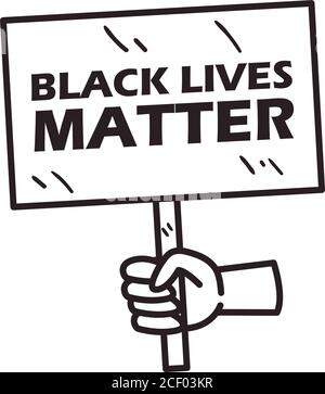 Hand hält schwarz Leben Angelegenheit Banner Board Linie Stil Symbol Design von Protest Gerechtigkeit und Rassismus Thema Vektor Illustration Stock Vektor