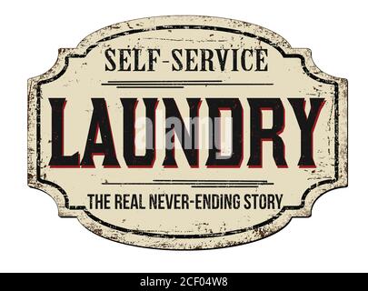 Wäscherei vintage rostigen Metall-Zeichen auf einem weißen Hintergrund, Vektor-Illustration Stock Vektor