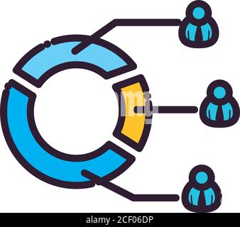 Fortschritt der Präsidentschaftswahl mit Donut-Chart Linie und füllen Stil Icon Design, Regierung Kampagne Abstimmung Politiker Unabhängigkeit politische und united Thema Vektor Illustration Stock Vektor