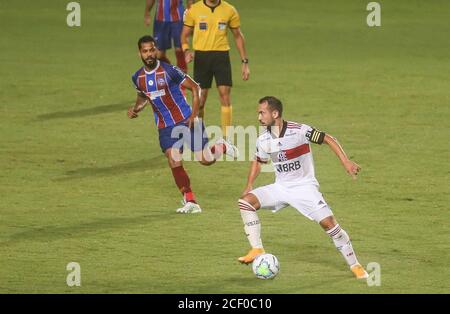 Salvador, Brasilien. September 2020. Everton Ribeiro, während Bahia und Flamengo, statt am Mittwoch (2.), in einem Spiel gültig für die 7. Runde der brasilianischen Meisterschaft 2020, ein Spiel im Pituaçu Stadion, in Salvador, Bahia, Brasilien. Quelle: Tiago Caldas/FotoArena/Alamy Live News Stockfoto