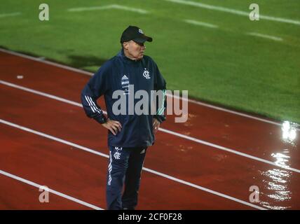 Salvador, Brasilien. September 2020. Domènec Torrent, Flamengo Trainer, während Bahia und Flamengo, an diesem Mittwoch (02), in einem Spiel gültig für die 7. Runde der brasilianischen Meisterschaft 2020, Spiel im Pituaçu Stadion, in Salvador, Bahia, Brasilien statt. Quelle: Tiago Caldas/FotoArena/Alamy Live News Stockfoto