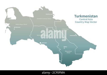 turkmenistan Vektorkarte. Country Map Grüne Serie. Stock Vektor
