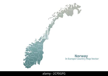 Vektorkarte Norwegen. European Country Map Green Series. Stock Vektor