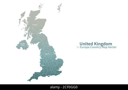 Vektorkarte Großbritannien. European Country Map Green Series. Stock Vektor