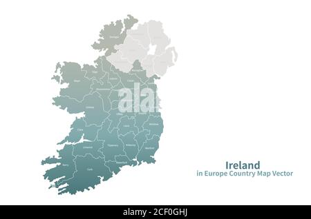 Vektorkarte Irland. European Country Map Green Series. Stock Vektor