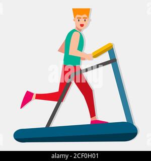 Mann Training mit Laufband Vektor Illustration in flachen Stil Stock Vektor