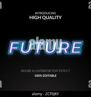 Moderner Future Bold editierbarer Texteffekt mit hellviolettem Cyan Neonfarbe Stock Vektor