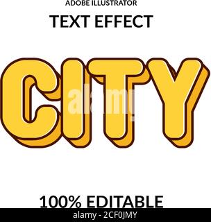 City Spaß Comic Runde gelb editierbar adobe Illustrator Schriftart-Effekt Für Kinder Display Stock Vektor