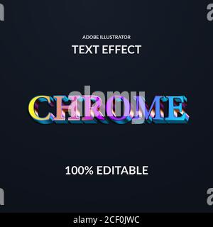 Bunte moderne Gradienten Chrom metallic Serifen Schrift adobe Illustrator Text Effekt für Techno und glänzend elegant Stock Vektor