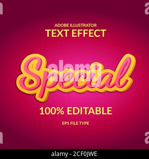 Spezielle Skript Schriftart editierbar adobe Illustrator Texteffekt. Niedliche Überschrift mit rosa und gelbe Farbe Stock Vektor