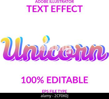 Bunte Regenbogen modernen Gradienten adobe Illustrator Text Effekt bearbeitbar. Weiche, lebendige Farben für Titel und Überschrift Stock Vektor