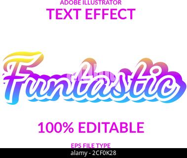 Spaß bunten Regenbogen modernen Gradienten adobe Illustrator Text Effekt bearbeitbar. Weiche, lebendige Farben für Titel und Überschrift Stock Vektor