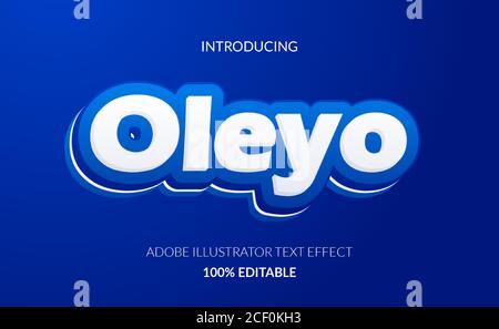 Blaue und weiße Farbe für Keks Creme Logo Text-Effekt. adobe Illustrator voll bearbeitbaren Text-Effekt Stock Vektor