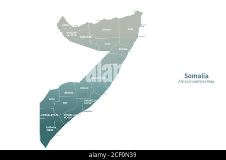 Somalia Vektorkarte. Karte der afrikanischen Länder. Stock Vektor